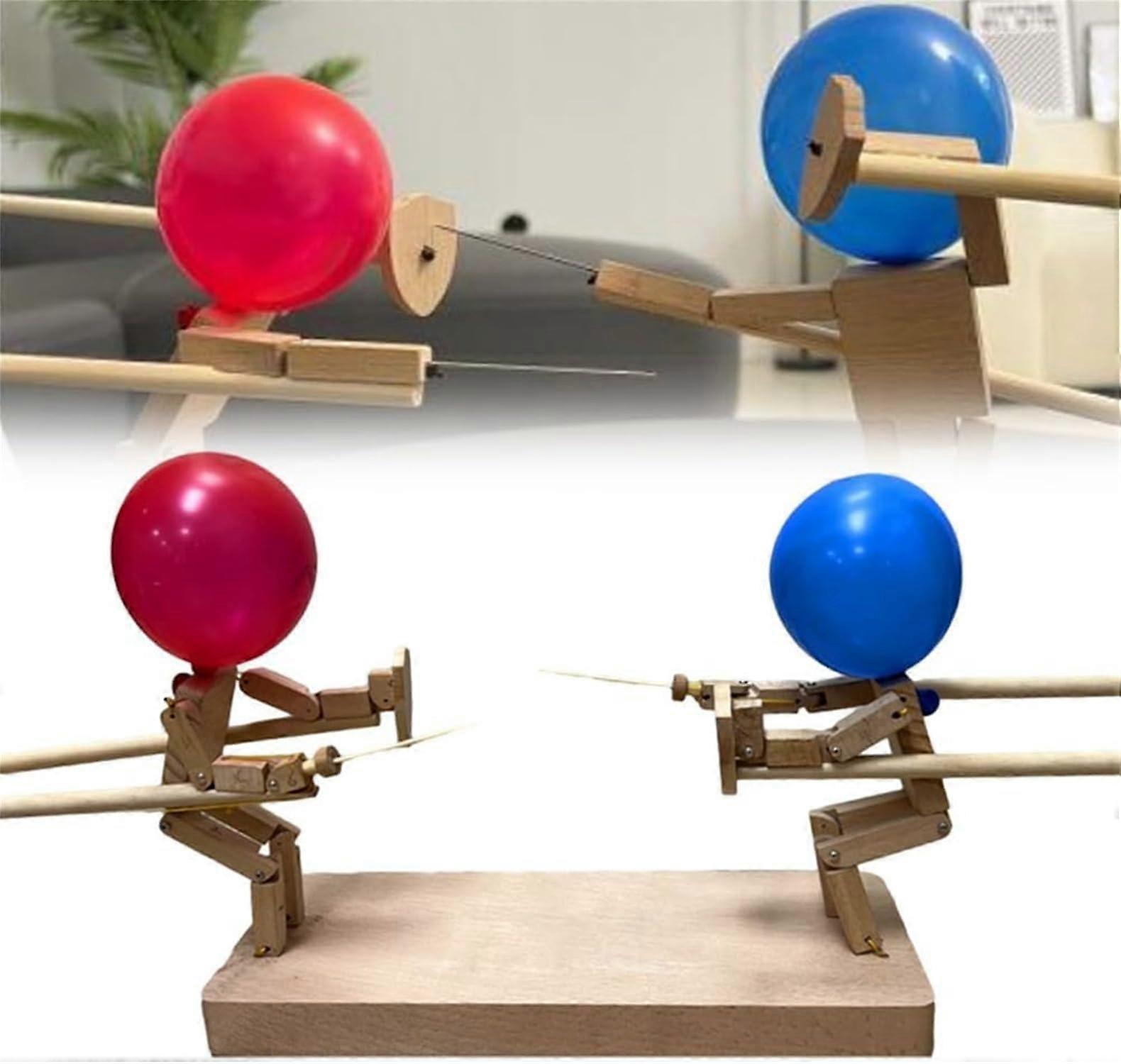 Balloon Bamboo Man Battle Wooden Bots Battle Game For 2 Players Wooden Fighter With Balloon Head Balloon Fight