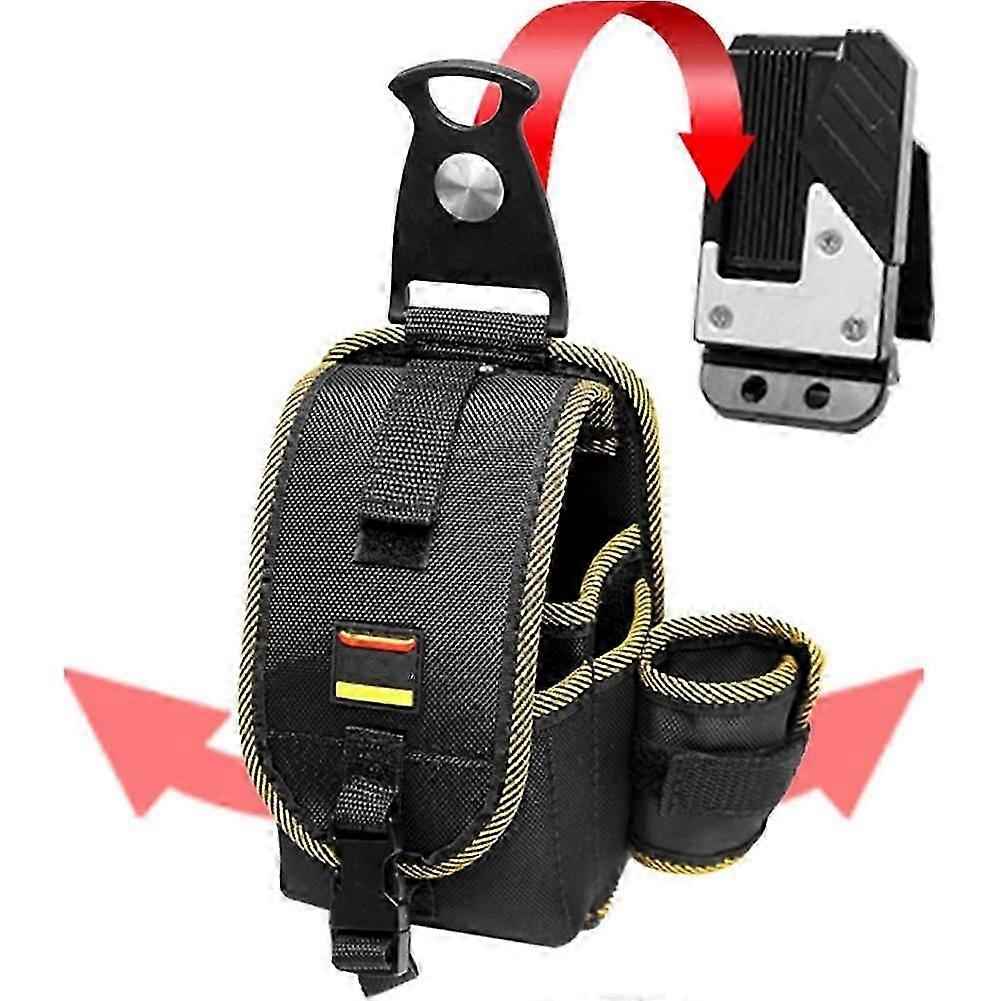Black (A)$ Rotating quick-hanging instrument bag electrician waist bag portable multi-function maintenance electrician bag waist bag