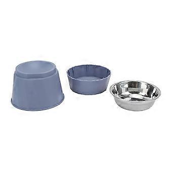 Cat Stainless Steel Bowl Increased Neck Protective Heavy Duty Cat Double Bowl for Cats DogsBlue