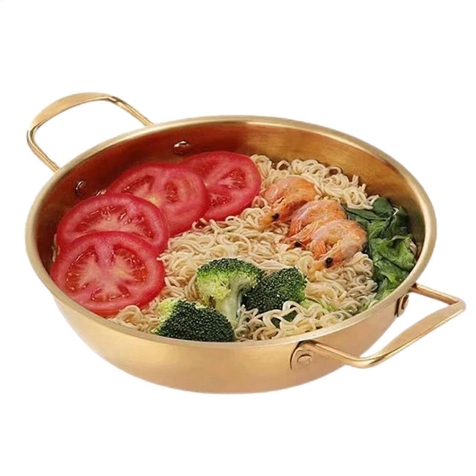 Korean Ramen Pot With Lid Stainless Steel Single Serving Pot Dual Handles Portable Soup Pot