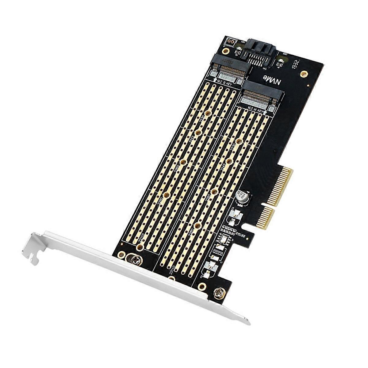 M.2 Dual M.2 PCIE 4.0 Adapter for NVMe / NGFF SSD NVME (M Key) and (B Key) SSD to PCIe X4 X8 X16 Slot