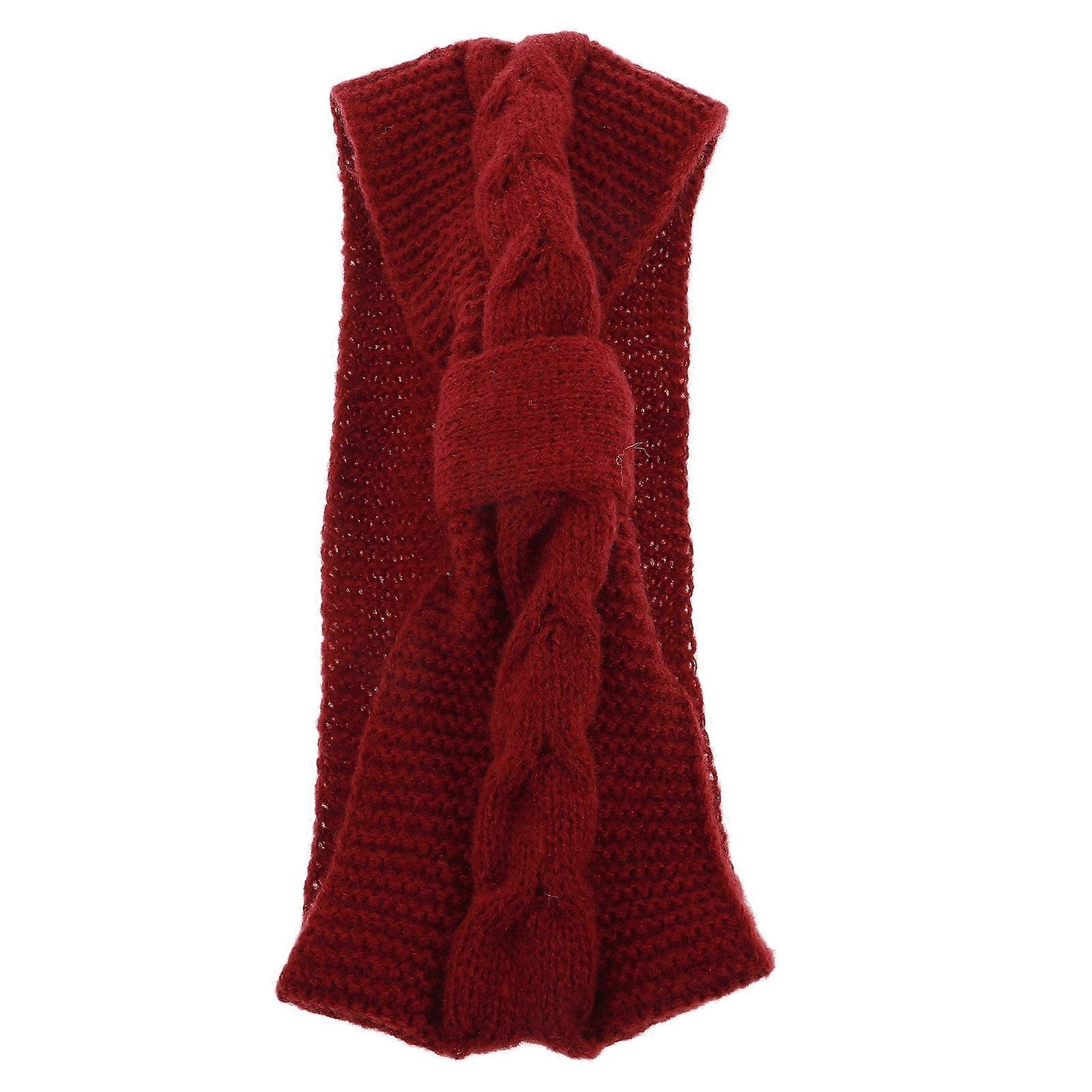 Headband For Washing Face Women Knitted Headband With Bow Red Soft Material Warmth 1Pcs