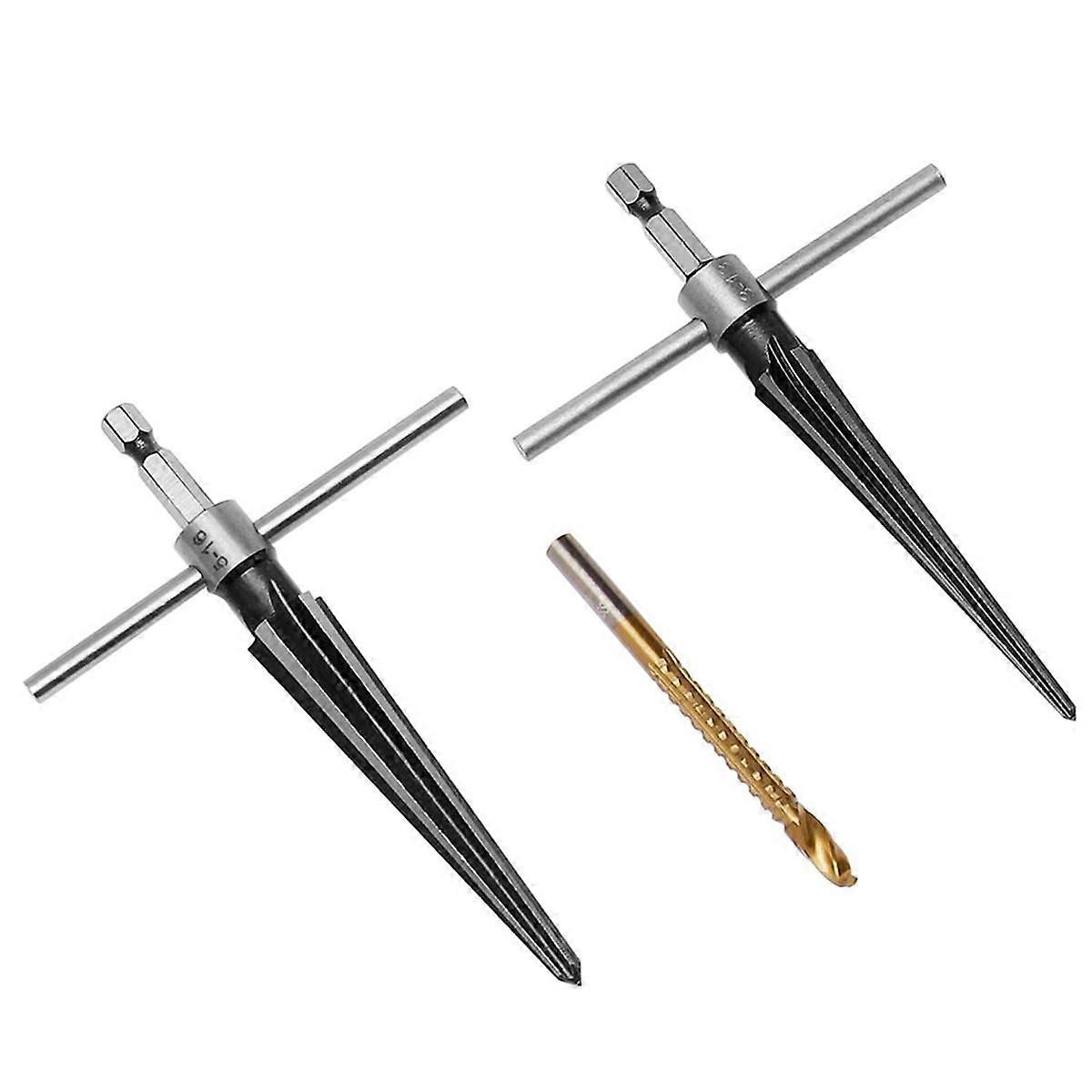 Hand Reamer Tool, Tapered Reamer Set, 3-13mm(1/8In-1/2In) & 5-16mm(In-5/8In) Bridge Pin Hole Handl