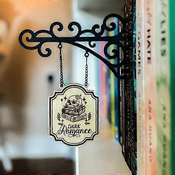 Book Diviers Tavern Signs-Genre Shelf Labels with Hanging Brackets,Bookshelf Genre Signs Tavern-Style Decor,Book Dividers with Hanging Brackets