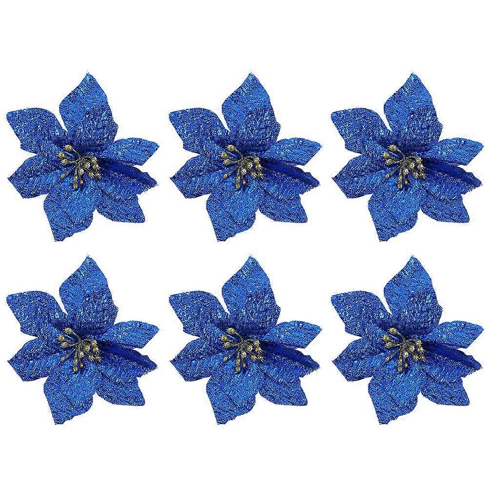 Decorative Flower Christmas Tree Accessory Double-Layer Small 6Pcs