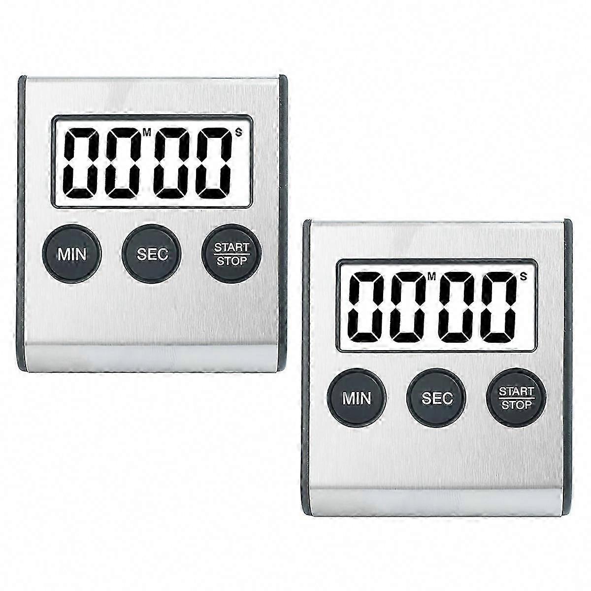 2pcs Digital Kitchen Timer with Magnet, Stopwatch, Egg Timer, Clock for Cooking