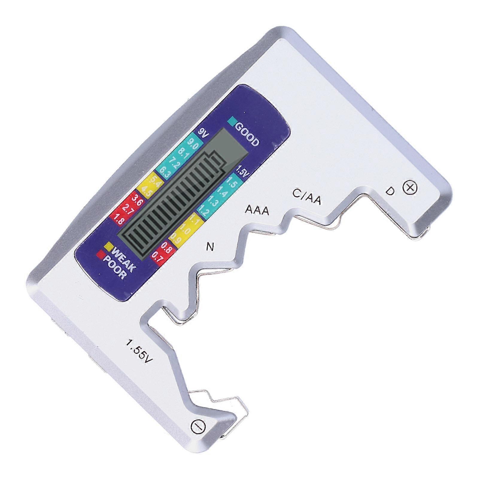 Universal Battery Tester for D C AA AAA N 9V Button Cell 5.4mm Silver