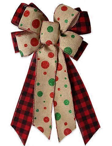 Christmas Bowknot Ornament: Bow With Plaid And Dot For Tree Wreath Fireplace Holiday Decor - Ribbon Bowknot For Christmas Tree