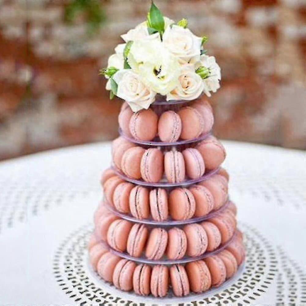 6 مستويات واضحة جولة الماكرون برج العرض يقف كعكة الكوكيز السكر عرض رفوف لحفل عيد ميلاد الزفاف ديكور