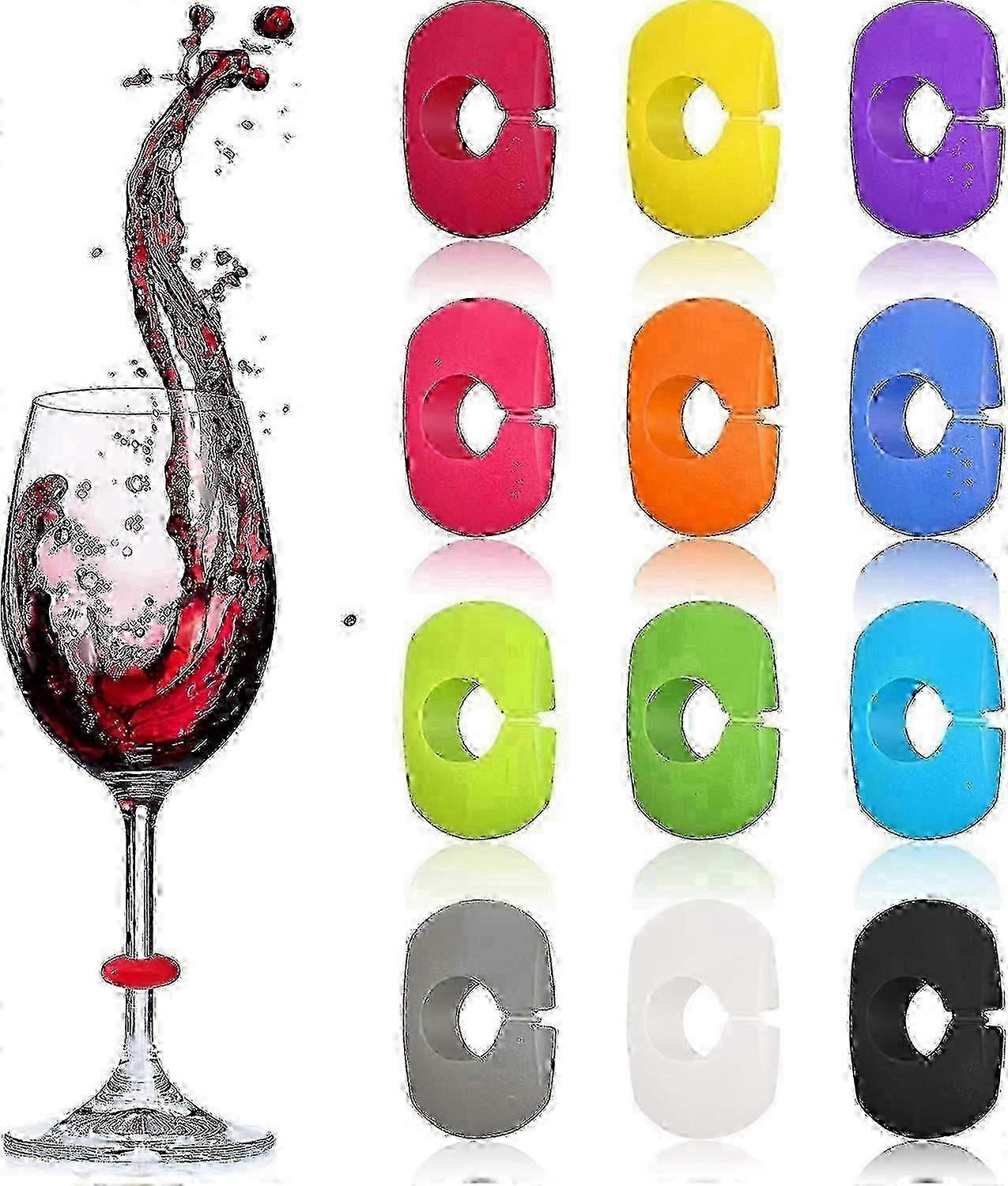 12 Silicone Wine Glass Charms For Drink Marking