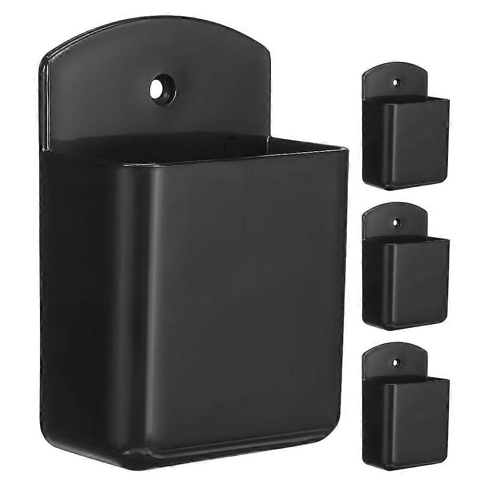 Remote Control Holder Wall Mount for Storage 4Pcs Black Plastic Organizer