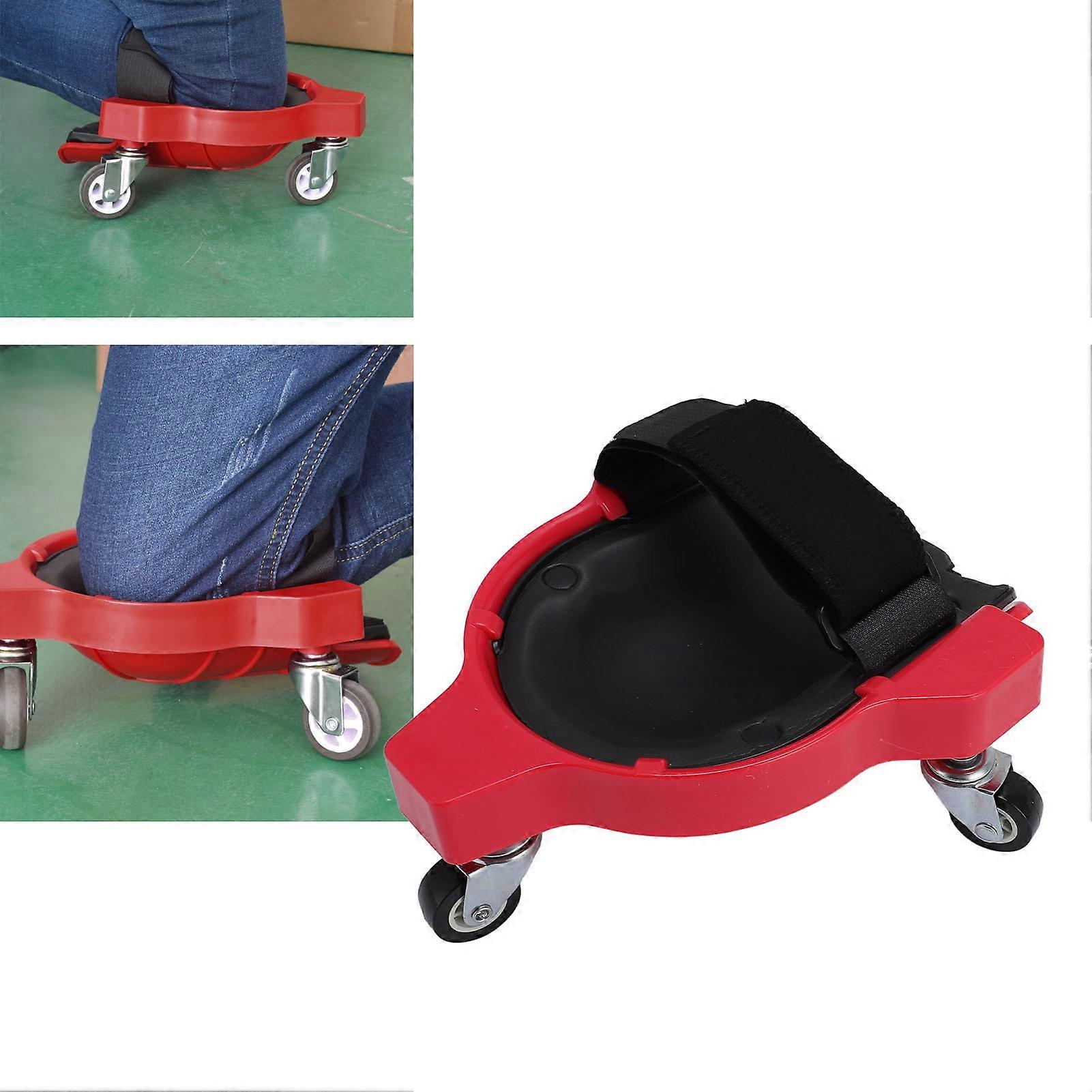 Rolling Knee Pad with 360° Casters Wheeled Creeper Red for Workshop
