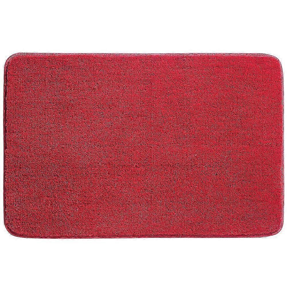 Bath Mat, Non-Slip Rug Bathroom Thickened Carpet Shower Exit Absorbent Ultra Soft Microfiber Floor Mat, Quick Drying, Machine Washable, Red, 60 x 90cm