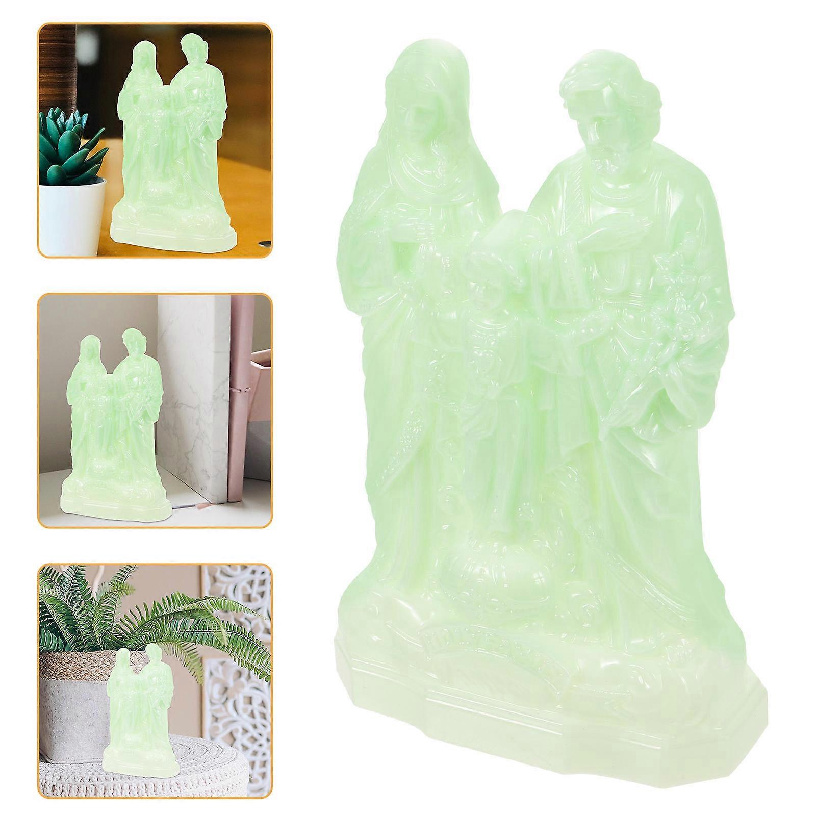 Statue Jesus Figurine for Decor 3Pcs Plastic Light Green Set