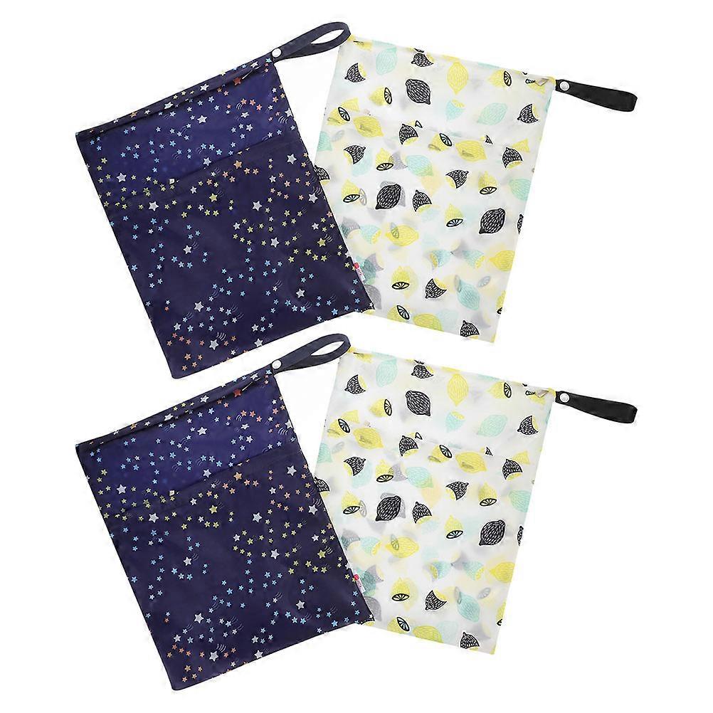 Large Wet Bag For Storing Diapers Toiletries With Zippered Pocket Multi 36.00X29.00X0.20CM Waterproof 4Pcs