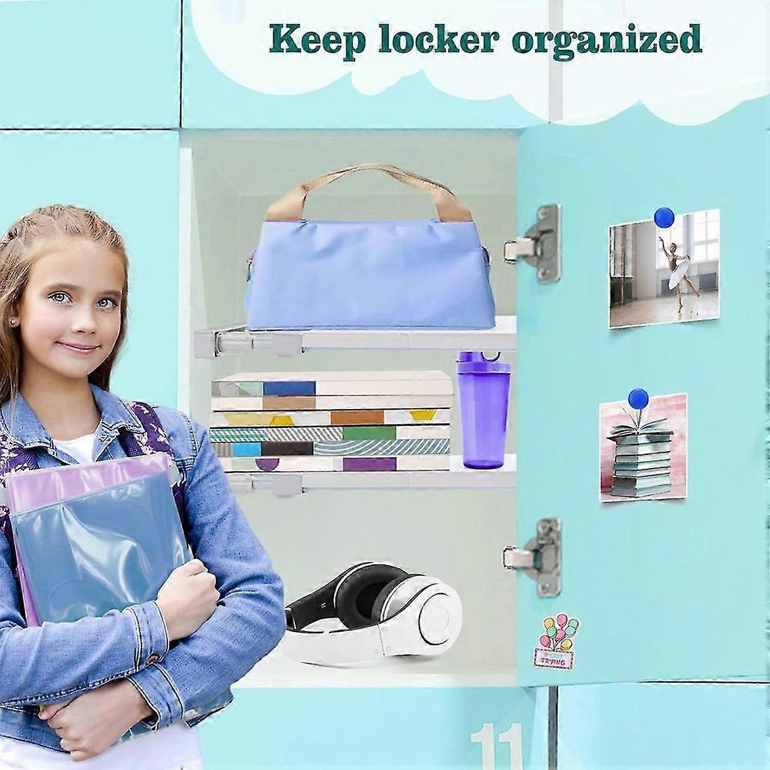 2 Pcs School Locker Shelf Organizer - Adjustable Locker Divider Mate