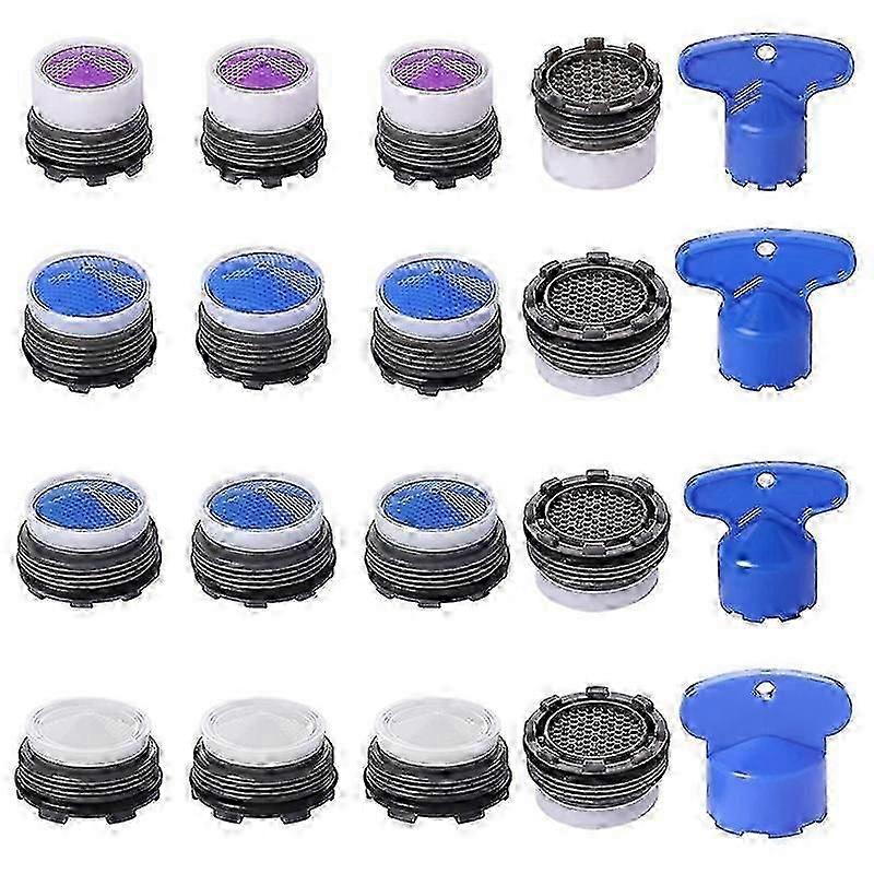 20Pcs Faucet Aerators, M16.5 M18.5 M21.5 M24 Faucet Cache Aerator Water Saving Flow Restrictor with Edition 0609
