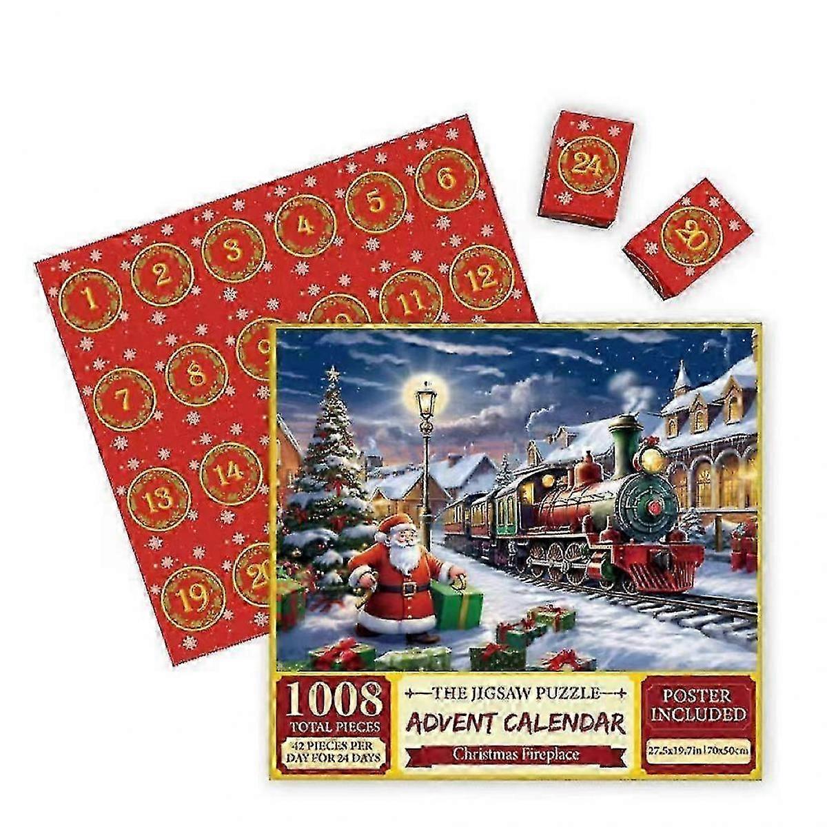 Advent Calendar 2025 Puzzle, 1008 Puzzle Pieces 24 Days Christmas Countdown Advent Calendars, Christmas Gift Idea for Kids