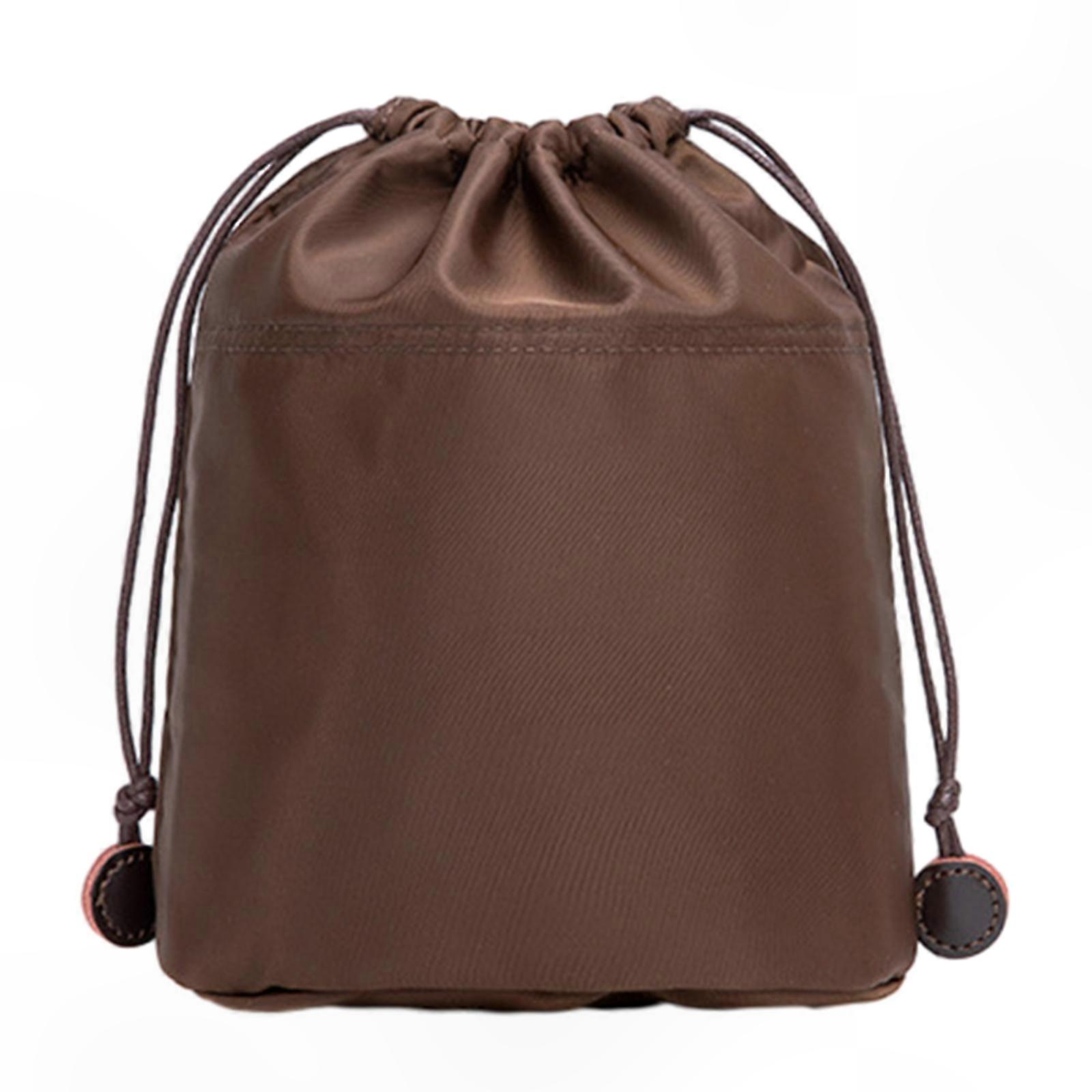 Multi-Compartment Nylon Organizer Insert for Tote Crossbody Bucket Bags with Drawstring Closure