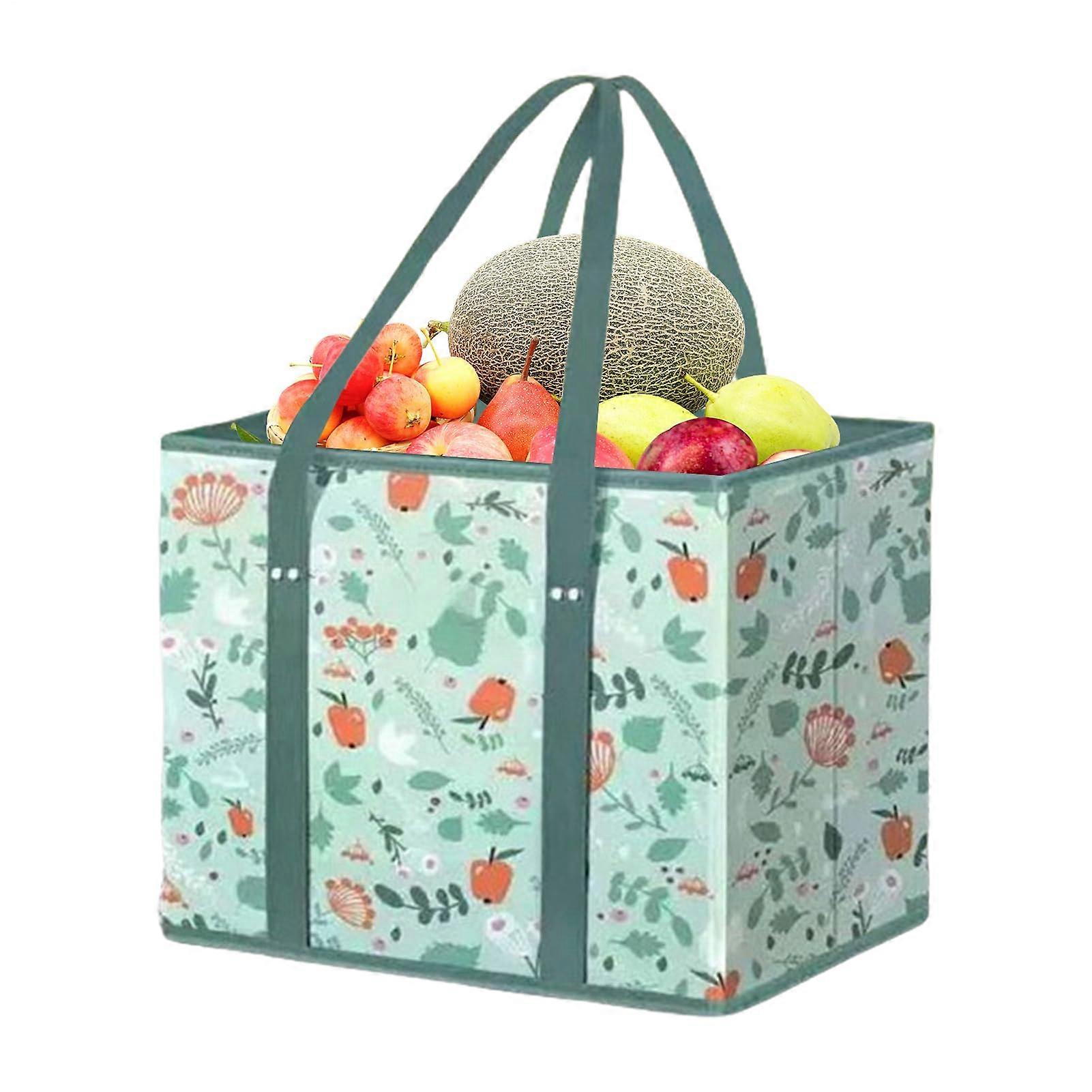 Large Grocery Tote Bag NonWoven Folding Organizer HeavyDuty Box Design Carry Handle Style B Picnic Beach Travel Storage