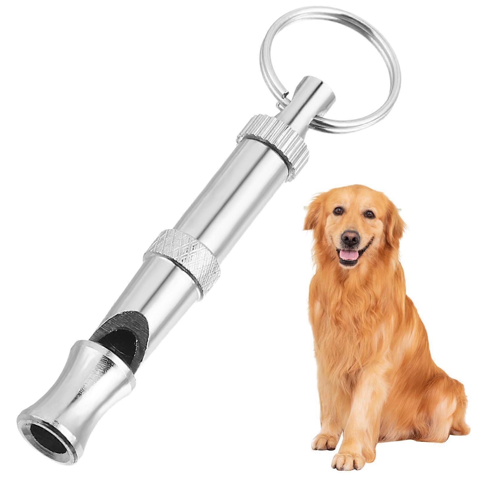 Dog Whistle Adjustable Pitch NickelPlated Brass Portable Trainer With Audible Recall Training Key Ring Silver