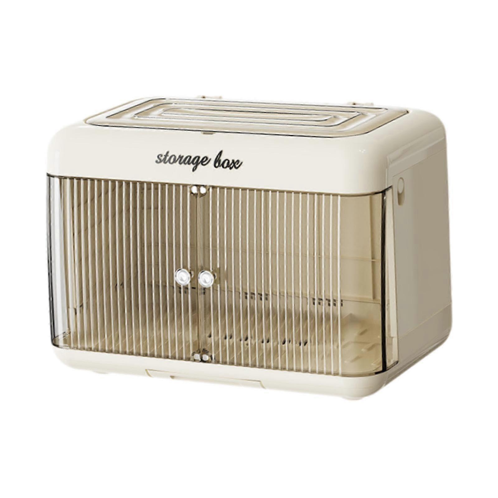 Storage Organizer, Dustproof Multifunctional Small Cabinet, Drying Rack, Beige Kitchen Container