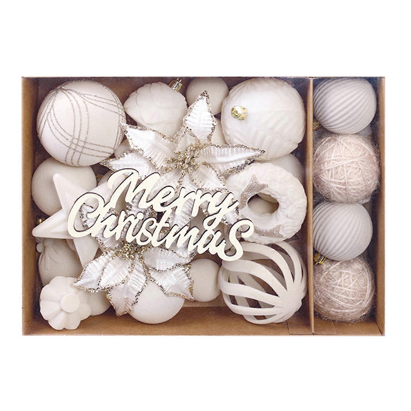 38pcs Velvets Xmas Bauble Set, Shatterproof Colorful Ornaments for Christmas Tree, Holiday Party & Home Decoration