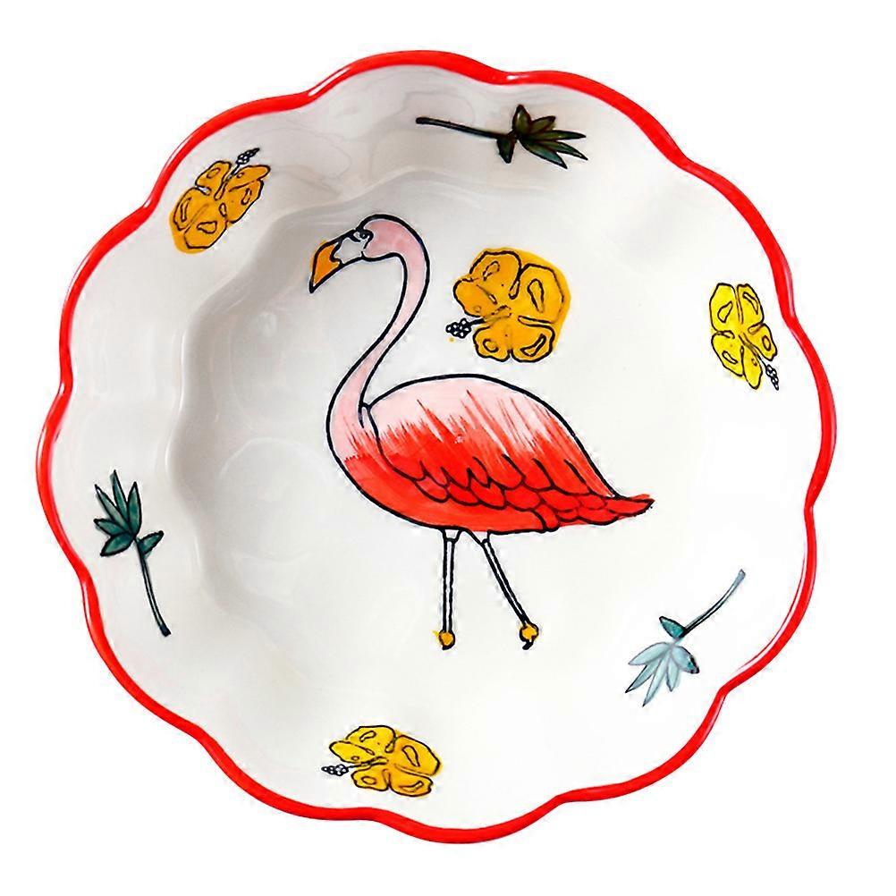 Red Ceramic Dessert Bowl for Food Serving 1Pcs Home Use Round Salad Bowl