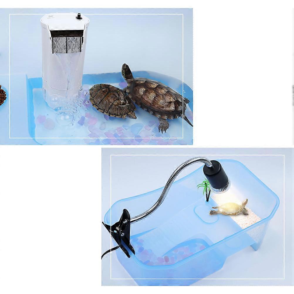 Transparent Aquarium Habitat Turtle Tank Reptile Habitat Feeding Basking 1Pack