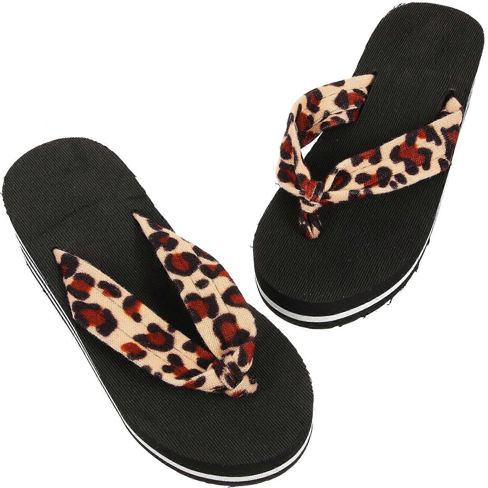 Leopard Beach Platform Sandals Wedge Sandals for Women 1Pair Summer