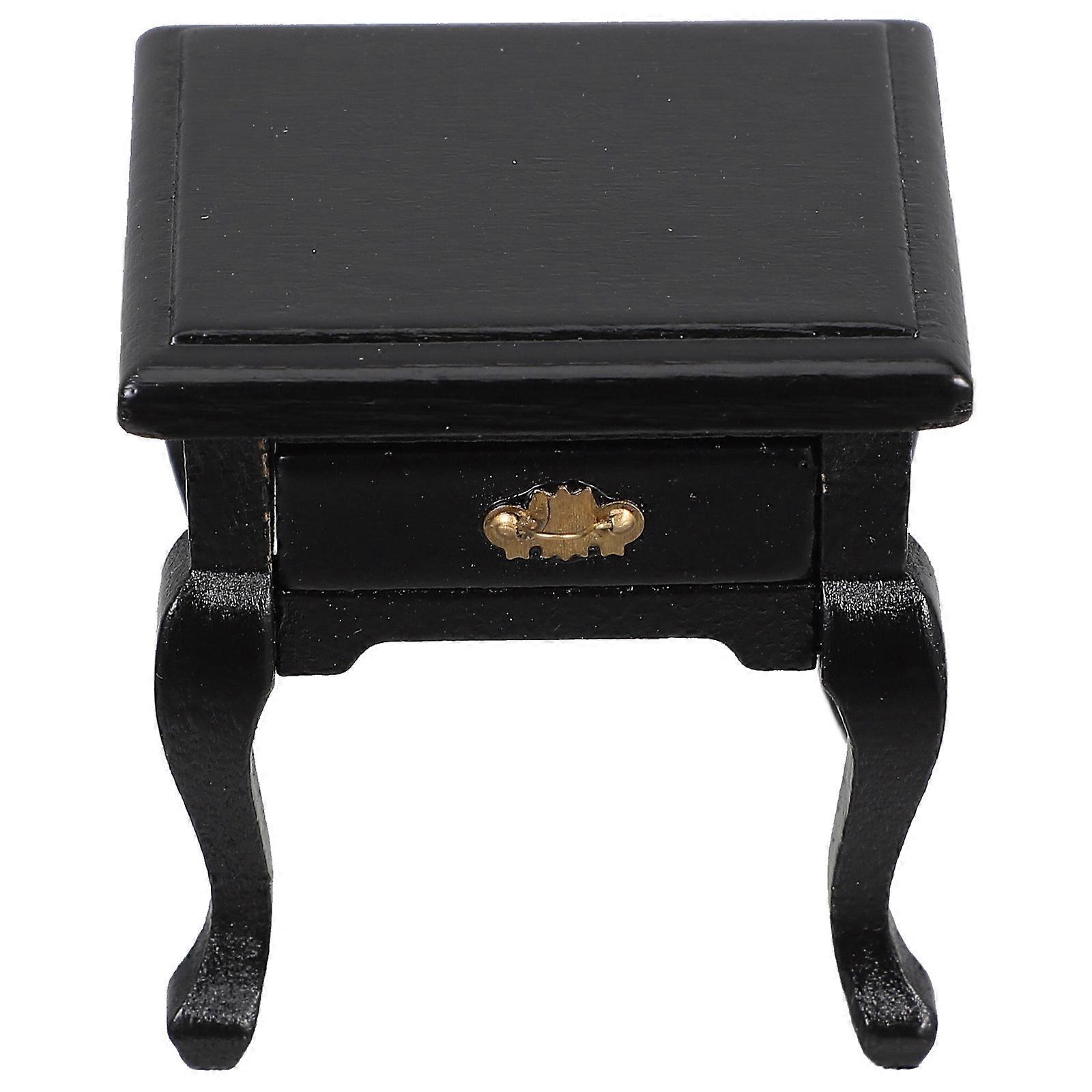 1:12 Scale Wooden Miniature Bedside Table with Drawer 2Pcs for Dollhouse