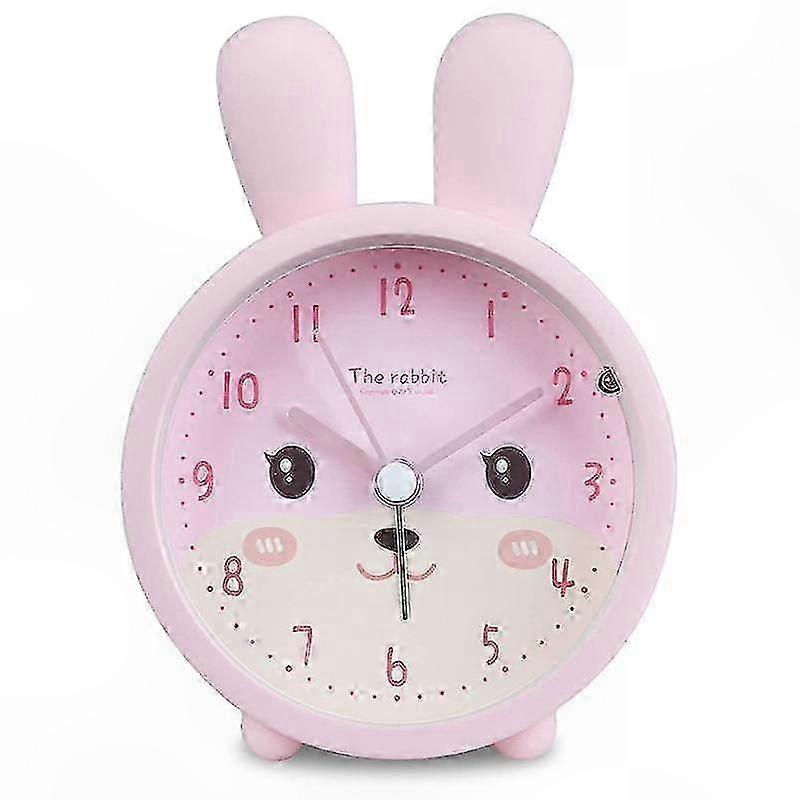 Silent Kids Alarm Clock with Light for Girls, Rabbit Design Non-Ticking Student Clock