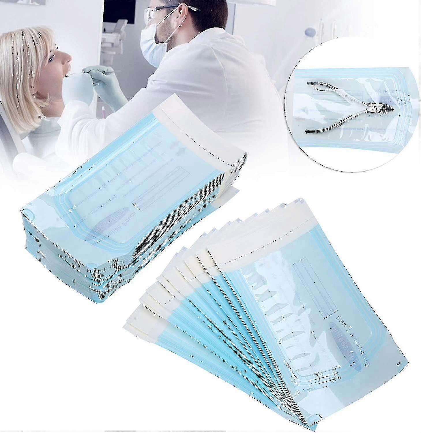 200 جهاز كمبيوتر شخصى / مربع أكياس تعقيم الفم ذاتية الختم ، أكياس تعقيم الختم القابل للتصرف ، تنظيف اللوازم الفموية ، أكياس تعقيم أدوات طب الأسنان (90 × 165 مم)