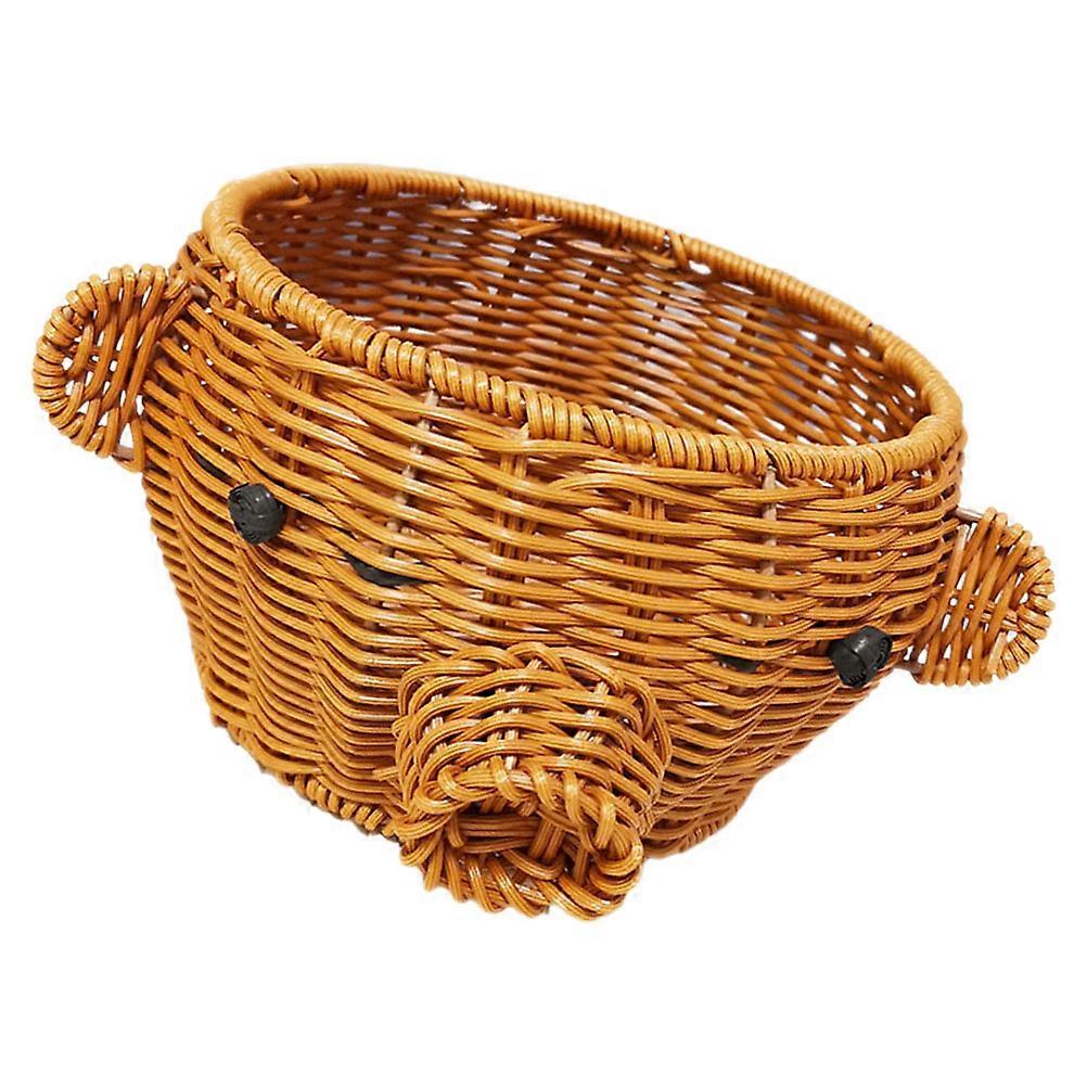 Practical Imitation Rattan Basket for Storage 3Pcs Pig Shape Fruit Holder