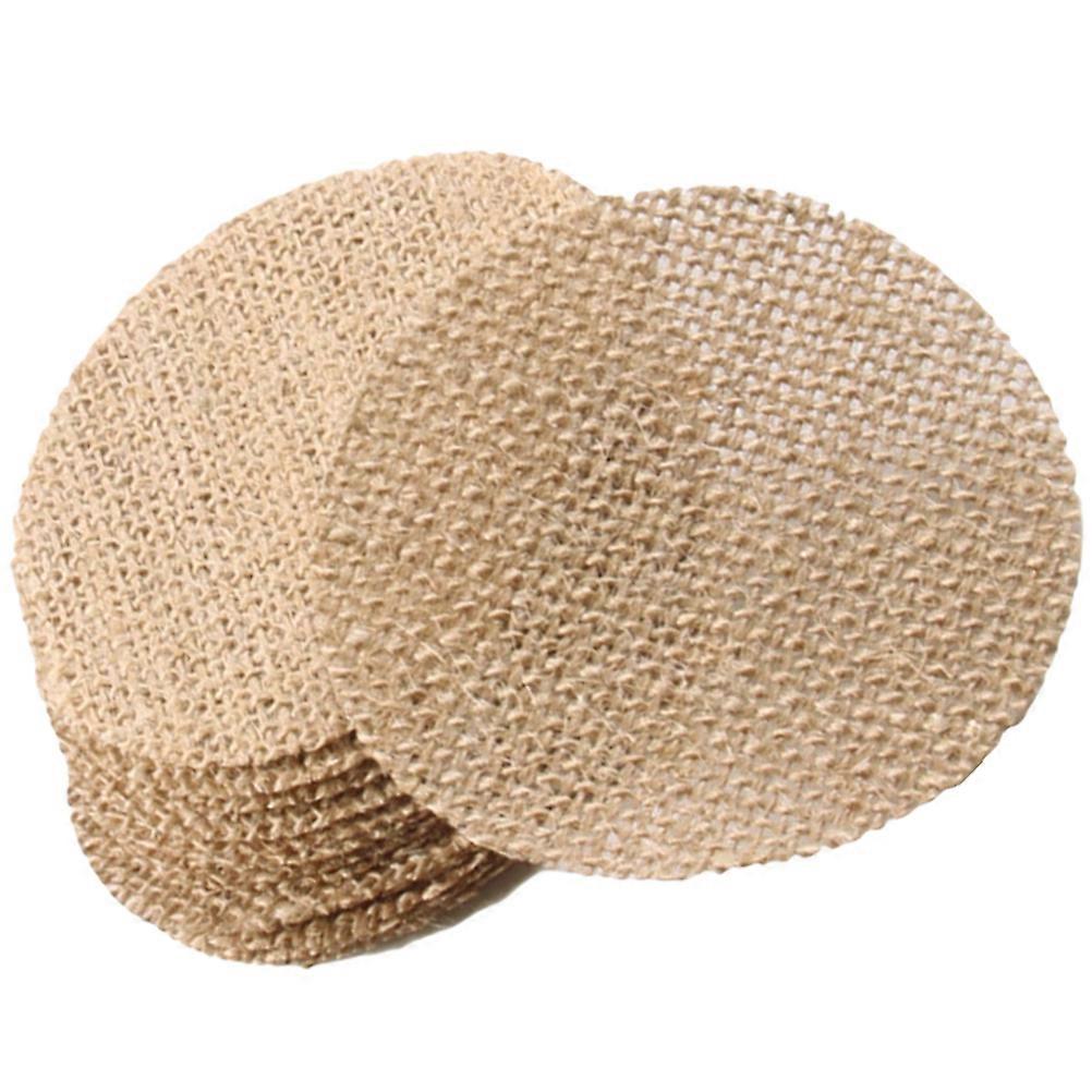 Burlap Cutouts For Crafts 40 Pcs DIY Decoration Ornaments Light Yellow Round Retro Hanging Decoration For Christmas Tree
