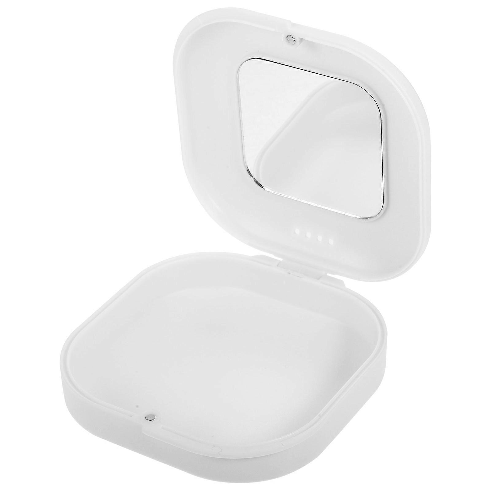 Denture Container Portable Denture Case with Mirror for 3Pcs Storage Use