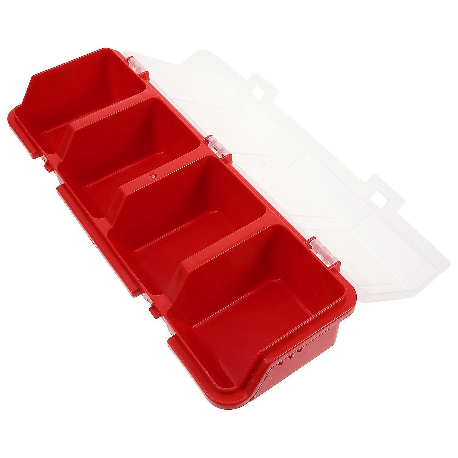 Red Plastic Screw Organizer Box for Storage 6Pcs Portable Parts Storage