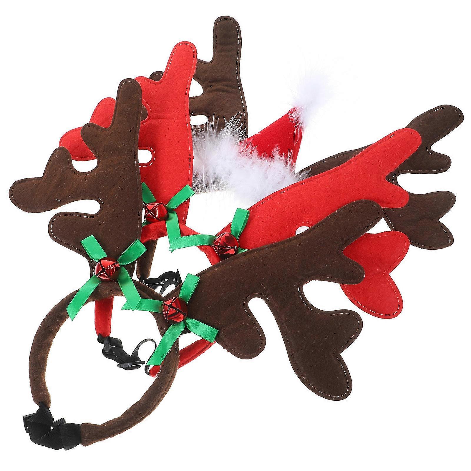 Christmas Dog Elk Antlers Headbands 3Pcs Set for Pets in Assorted Color Made from for Parties