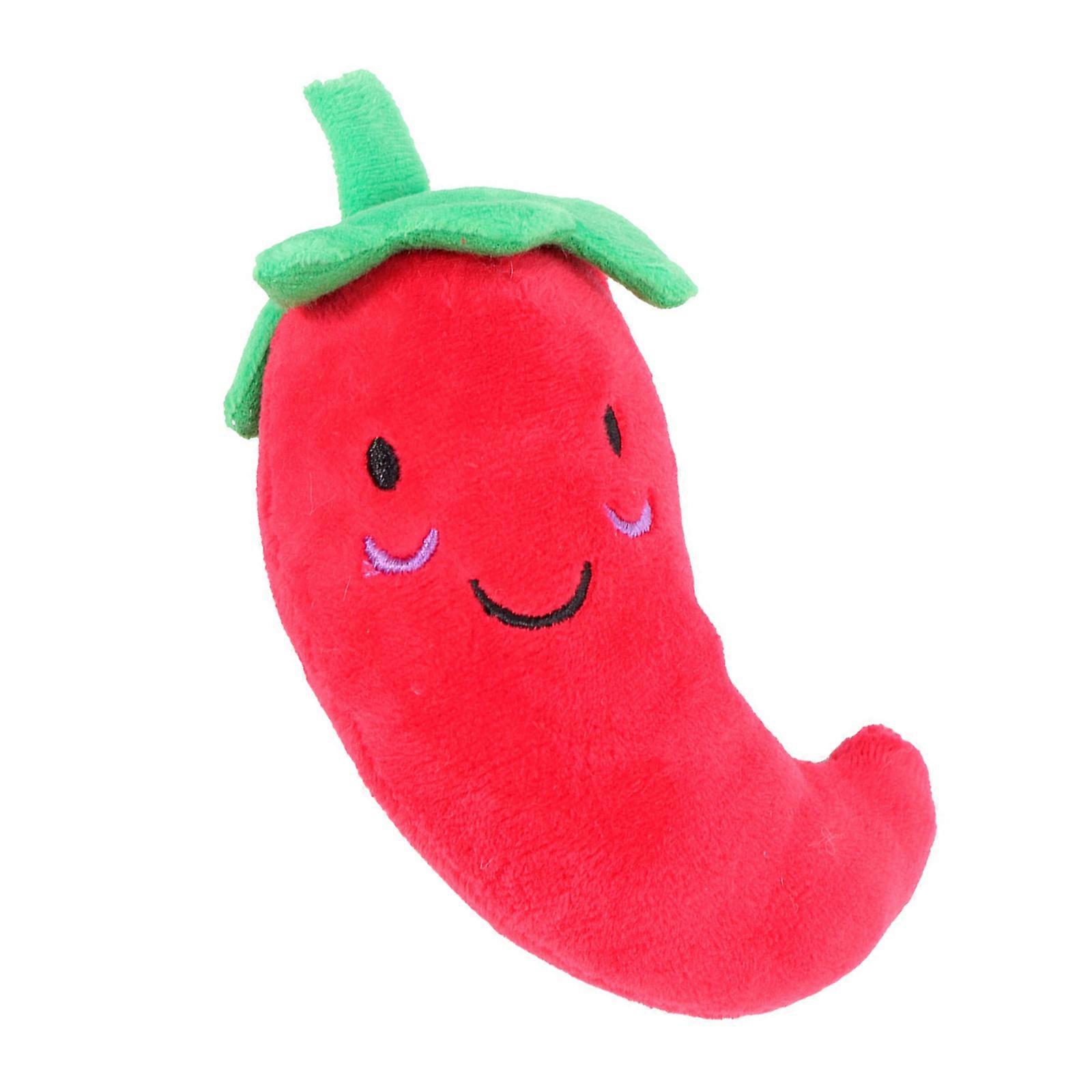 Pet Chew Plush Toy Chilli for Dog 2Pcs Red Squeaky Plush Toys