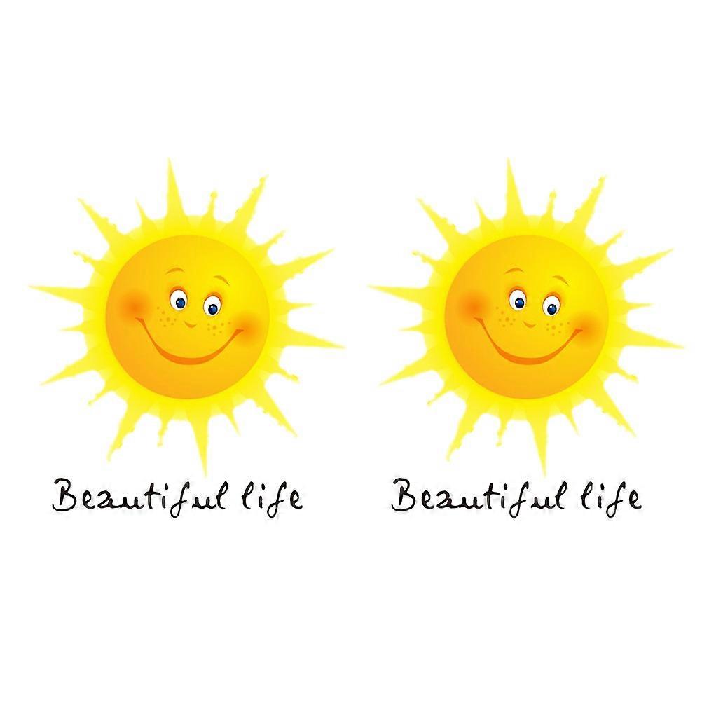 Decorative Wall Decal Creative Sun Background Stickers Ideal For Kids Room Multicolor Removable 2 Sheets