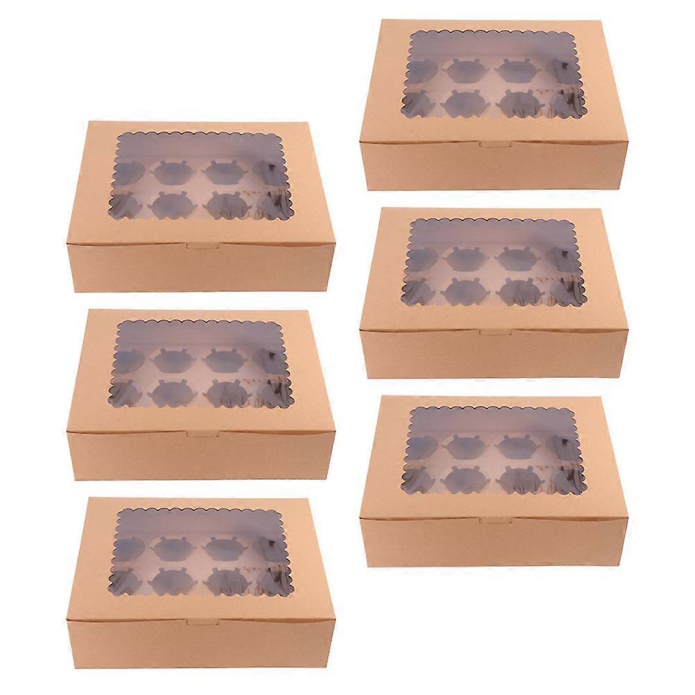 Egg Cake Packaging Box for Storage 6Pcs Brown Cupcake Boxes