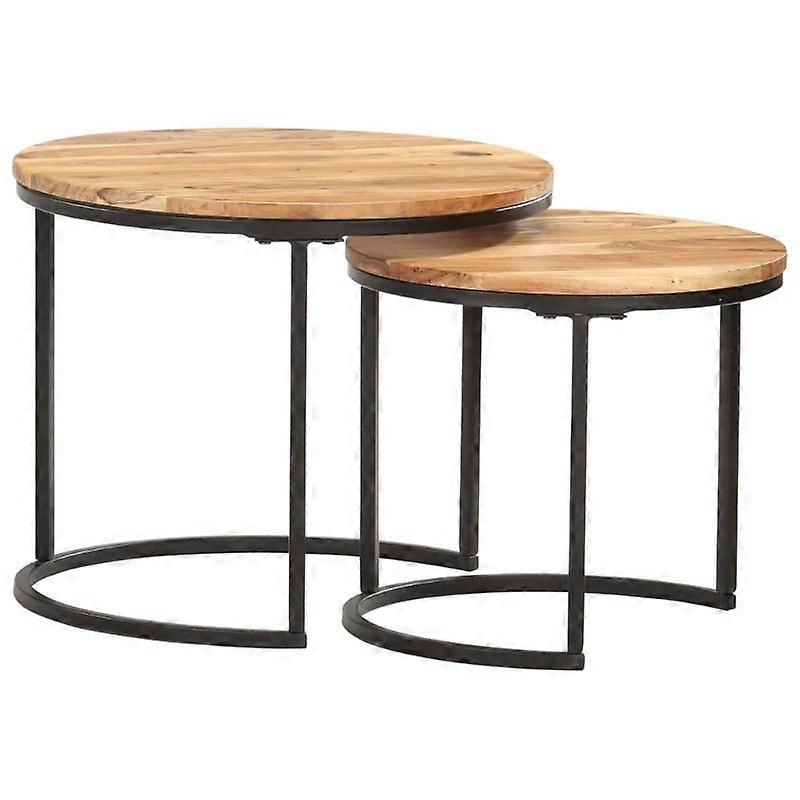 Solid Acacia Wood Nesting Set Of Two For Home Furniture Side Tables