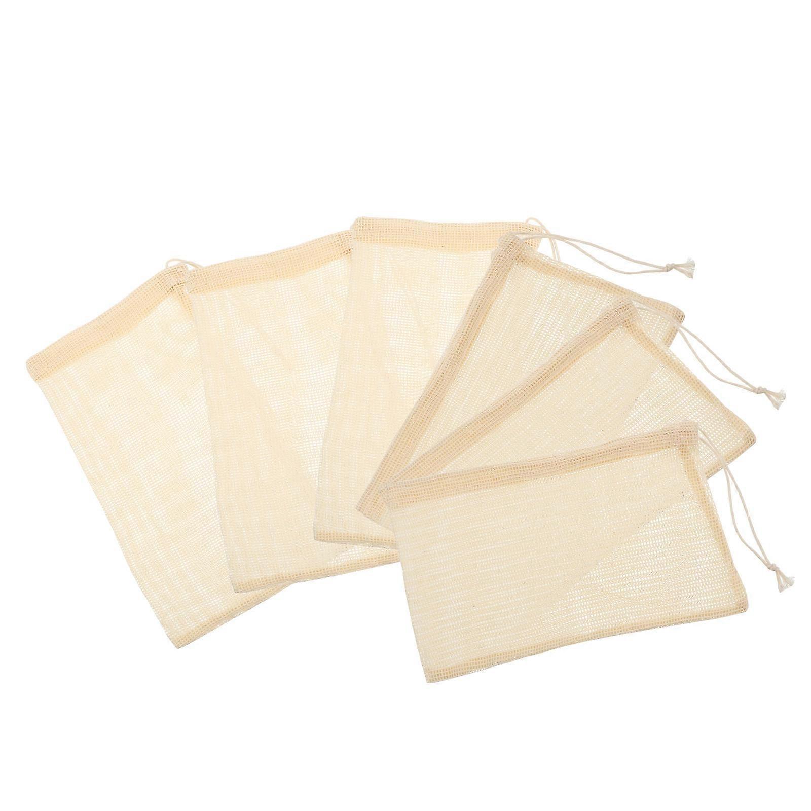 Organic Cotton Mesh Bags for Storage Use 12Pcs Portable Drawstring Bags