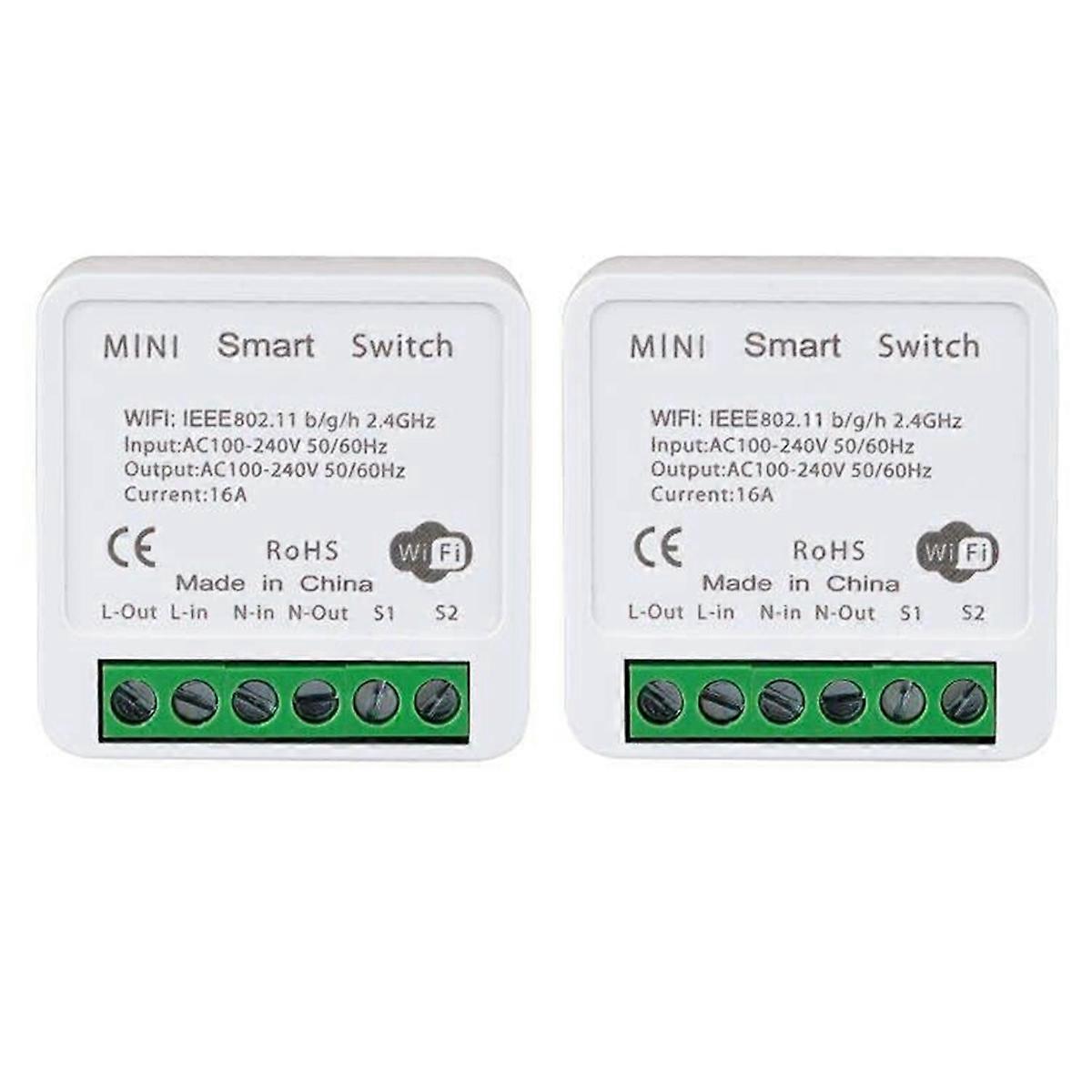 2PCS WiFi Smart Switch Light Switch, APP Remote Control, Voice Control, DIY Mode, Timer Function, LAN Control, 2 Way 16A