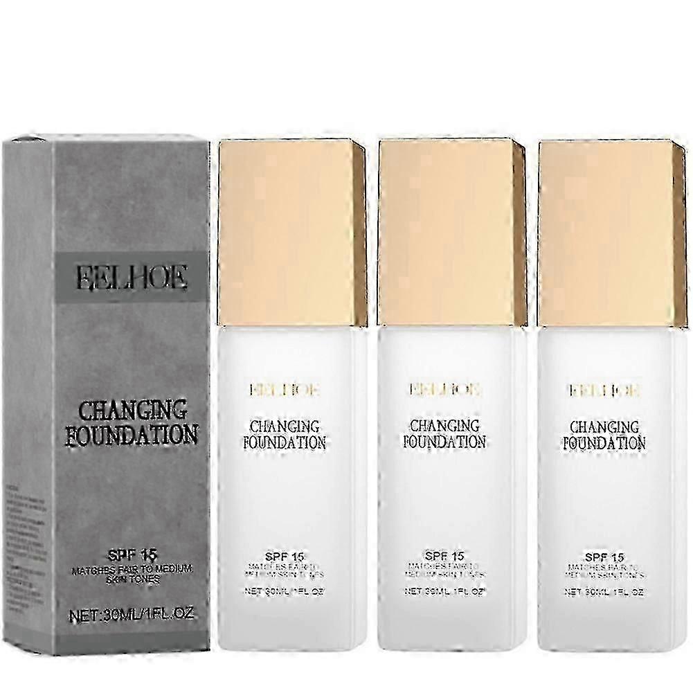 1-3X Changing Foundation Nature Colour-Changing Foundation for Women, Hydrating Magic Skin Changing Foundation, Moisturizing Light Weight Non-Greasy