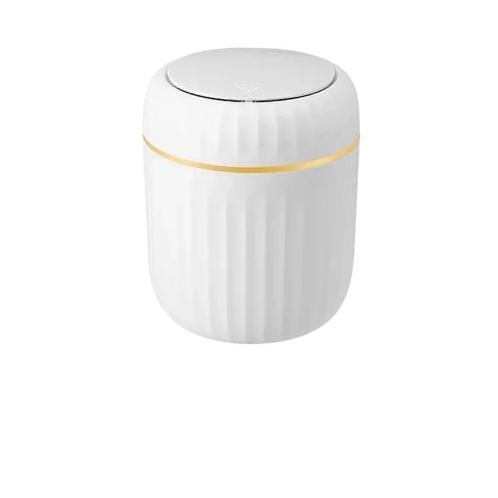 Mini Desktop Trash Can With Lid 2 Pack White Plastic Desk Waste Bin Compact Office Organizer