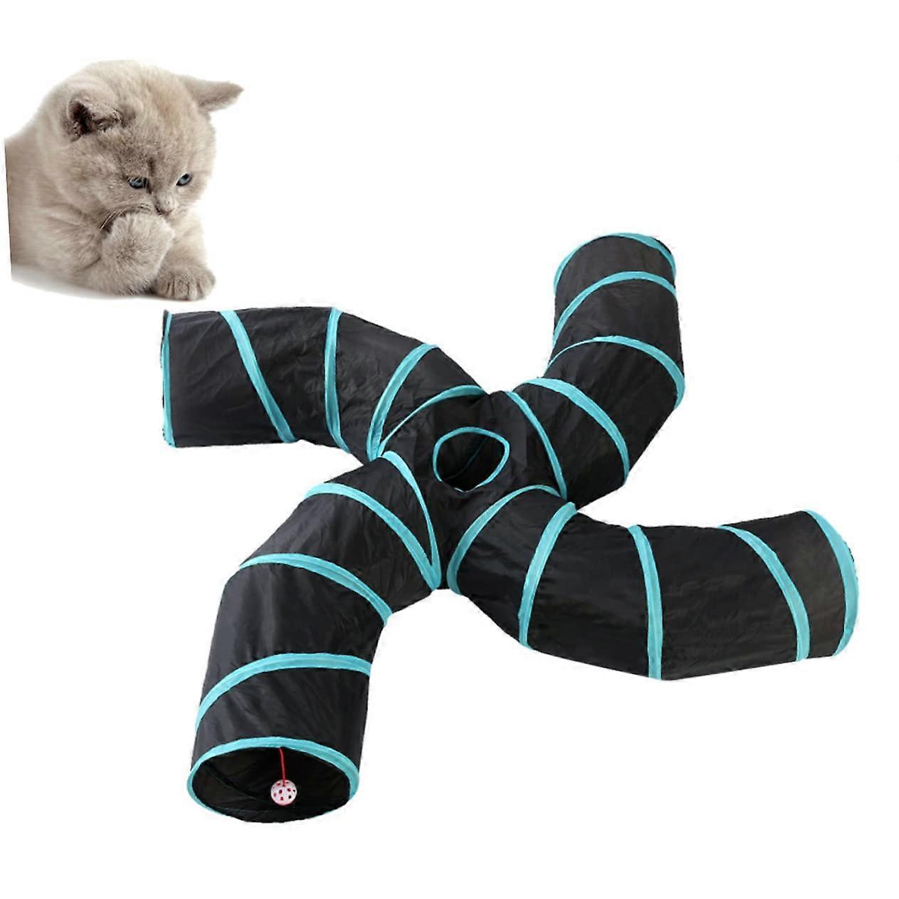 Interactive Foldable Cat Tunnel Kitten Play Tunnel Durable Space Saving Design Indoor Cats Pet Toy