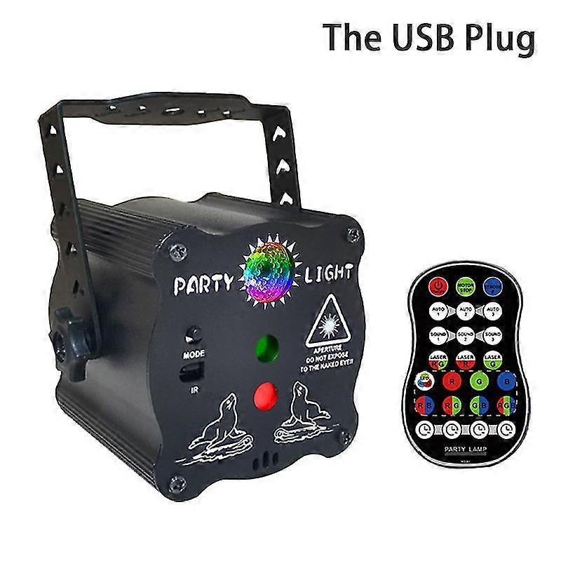 Mini Stage Party Light 120 Patterns Laser Projector Light Sound & Remote Control RGB LED Disco Lights for Home Bar Show