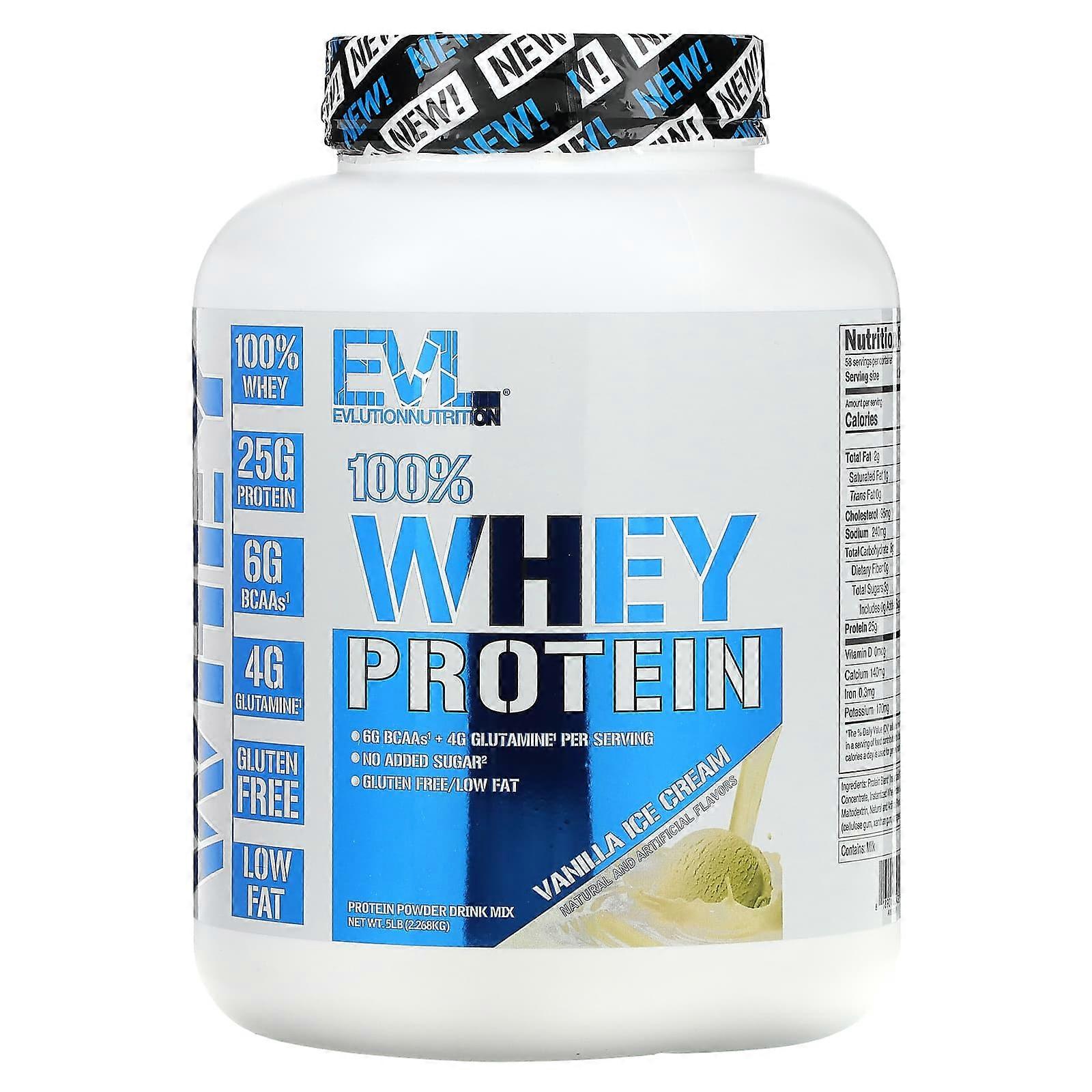 100% Whey Protein, Vanilla Ice Cream, 5 lb (2.268 kg)