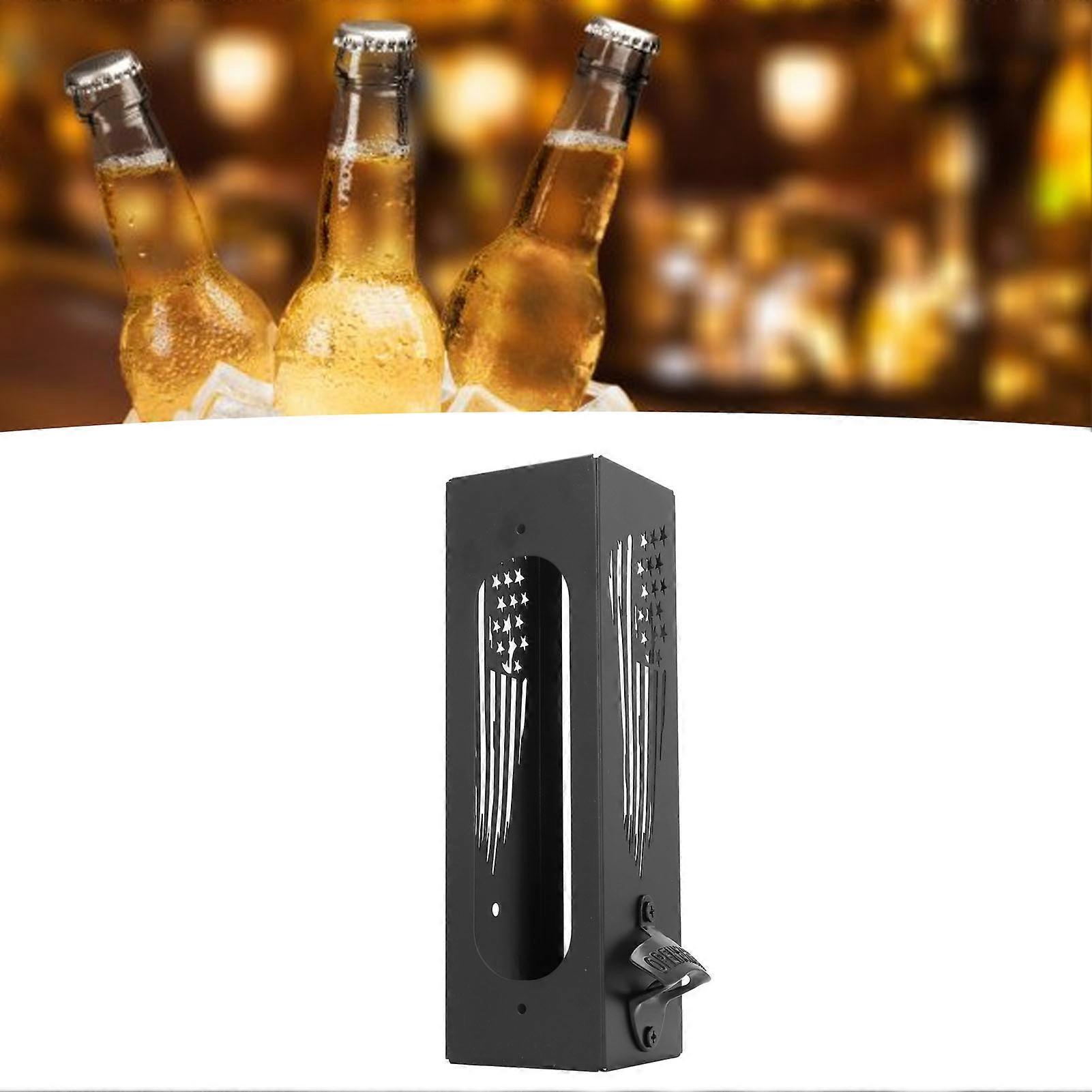 Wall Mounted Iron Can Cooler Holder 30cm with Bottle Opener
